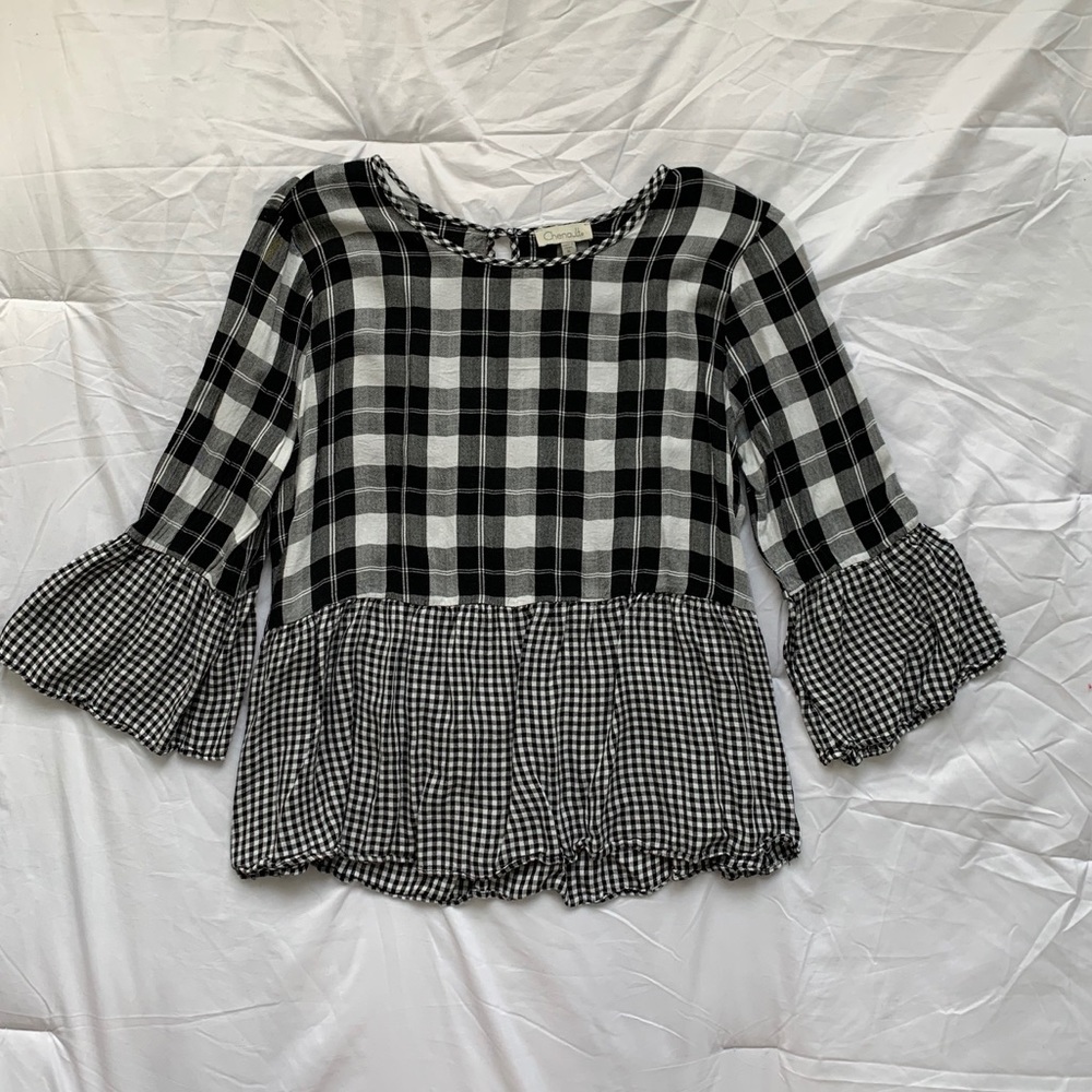 Chenault Gingham Black & White Blouse